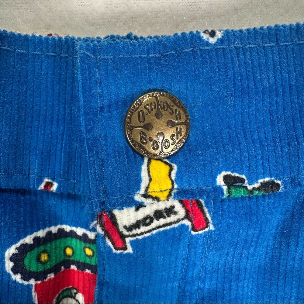 Vintage OshKosh B'gosh Blue Construction Print Corduroy Pants USA 24 Months - Picture 5 of 9